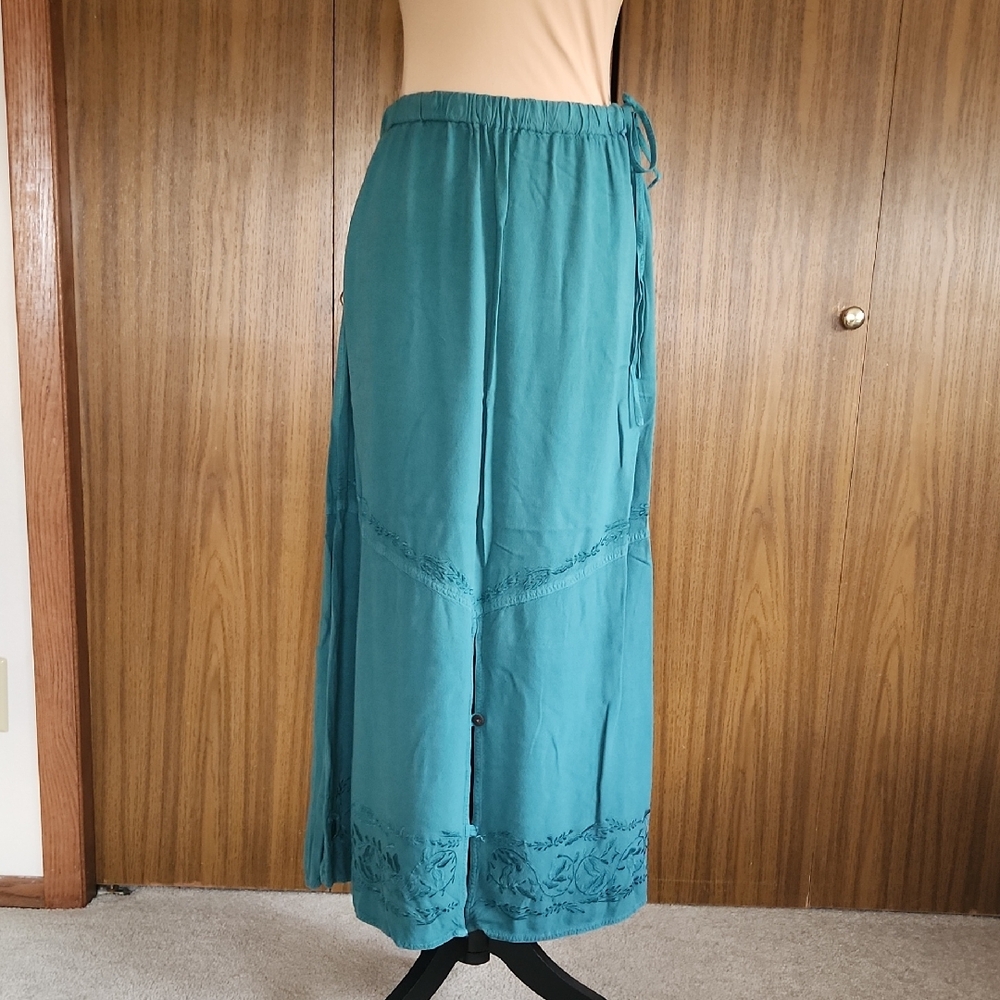 Soft Surroundings Turquoise Midi Skirt